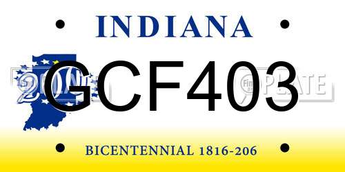 GCF403 Indiana License Plate