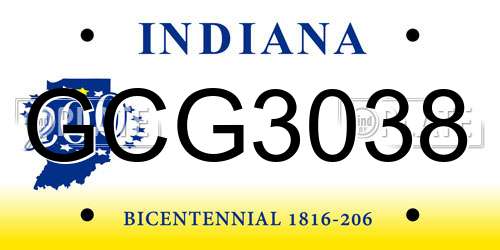 GCG3038 Indiana License Plate