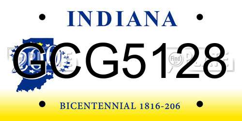 GCG5128 Indiana License Plate