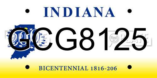 GCG8125 Indiana License Plate