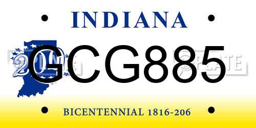 GCG885 Indiana License Plate