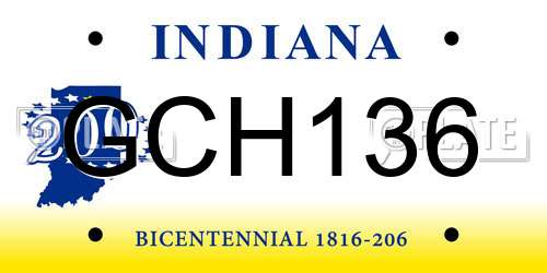 GCH136 Indiana License Plate