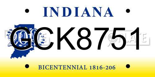 GCK8751 Indiana License Plate
