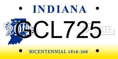 GCL725 Indiana License Plate