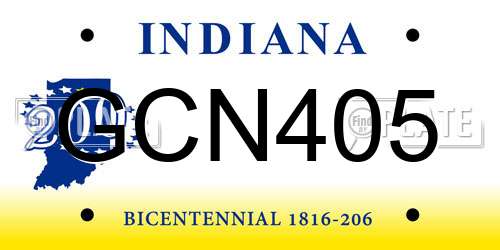 GCN405 Indiana License Plate