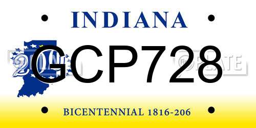 GCP728 Indiana License Plate