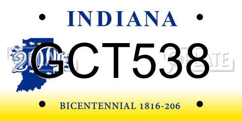 GCT538 Indiana License Plate