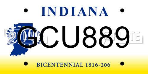 GCU889 Indiana License Plate