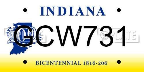 GCW731 Indiana License Plate