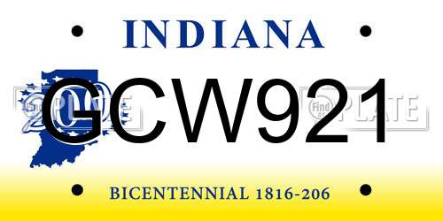 GCW921 Indiana License Plate