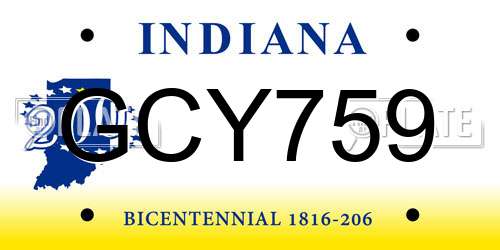 GCY759 Indiana License Plate