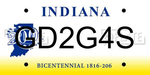 GD2G4S Indiana License Plate