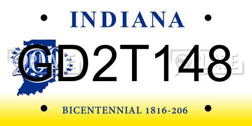 GD2T148 Indiana License Plate