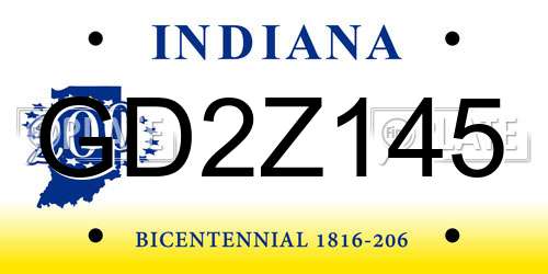 GD2Z145 Indiana License Plate