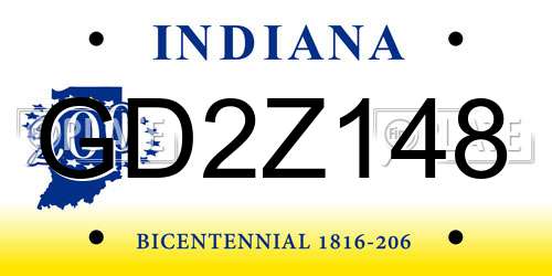 GD2Z148 Indiana License Plate