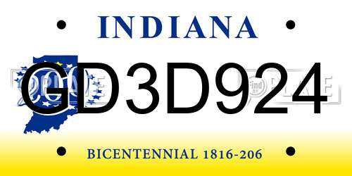 GD3D924 Indiana License Plate