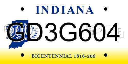 GD3G604 Indiana License Plate