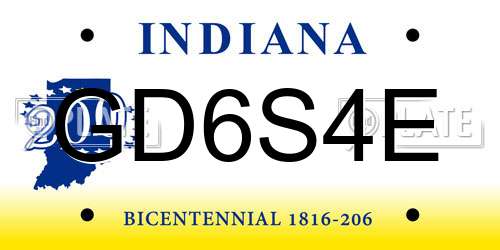 GD6S4E Indiana License Plate