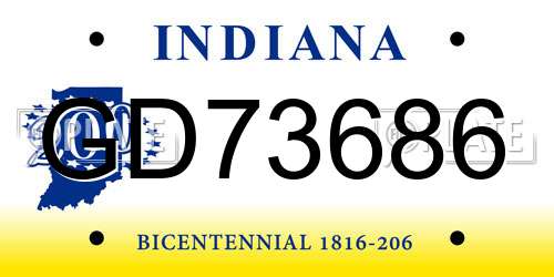 GD73686 Indiana License Plate