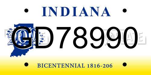 GD78990 Indiana License Plate