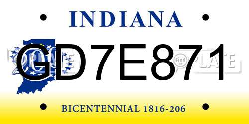 GD7E871 Indiana License Plate