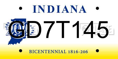GD7T145 Indiana License Plate