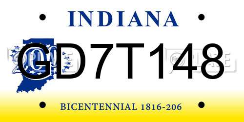 GD7T148 Indiana License Plate