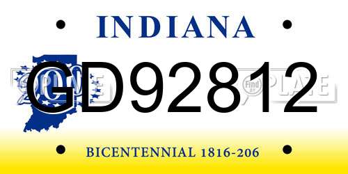 GD92812 Indiana License Plate