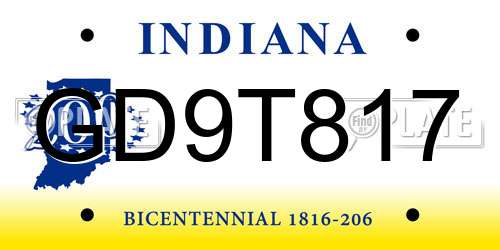 GD9T817 Indiana License Plate
