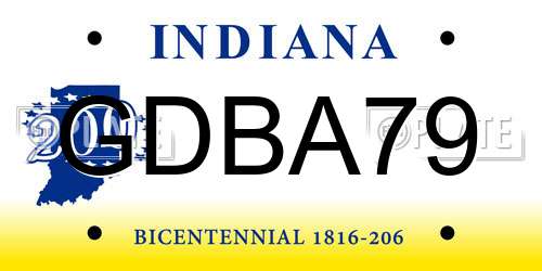 GDBA79 Indiana License Plate