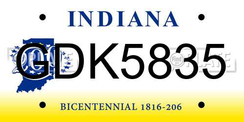 GDK5835 Indiana License Plate