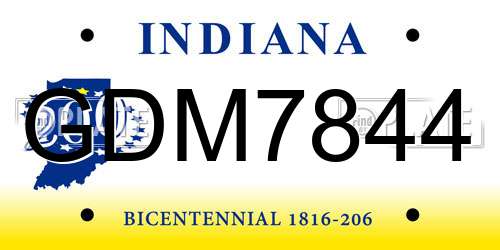 GDM7844 Indiana License Plate