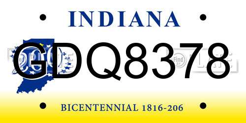 GDQ8378 Indiana License Plate