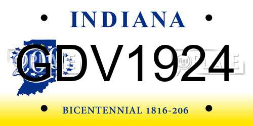 GDV1924 Indiana License Plate