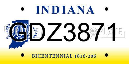 GDZ3871 Indiana License Plate