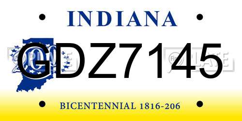 GDZ7145 Indiana License Plate