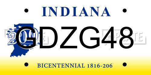 GDZG48 Indiana License Plate