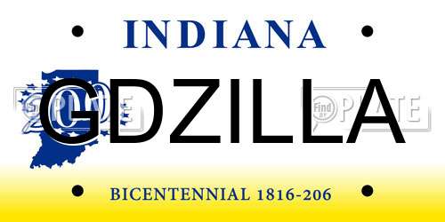 GDZILLA Indiana License Plate