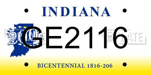GE2116 Indiana License Plate