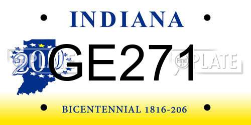 GE271 Indiana License Plate