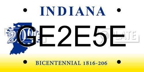 GE2E5E Indiana License Plate