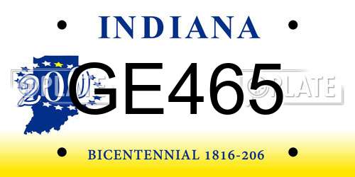 GE465 Indiana License Plate