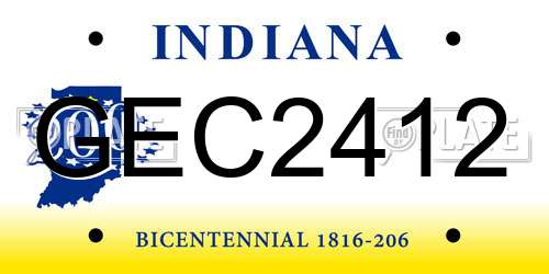 GEC2412 Indiana License Plate