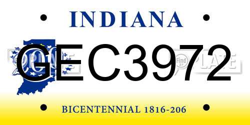 GEC3972 Indiana License Plate