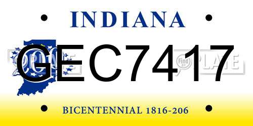 GEC7417 Indiana License Plate