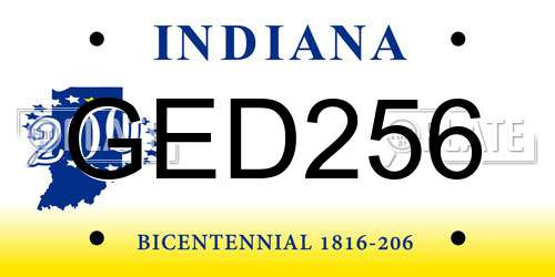 GED256 Indiana License Plate
