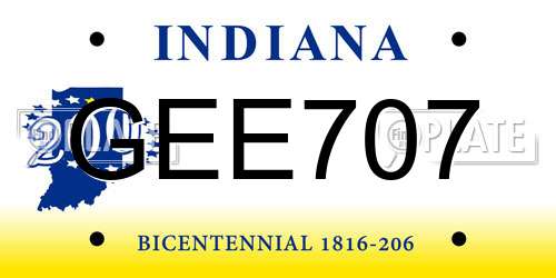 GEE707 Indiana License Plate