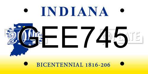 GEE745 Indiana License Plate