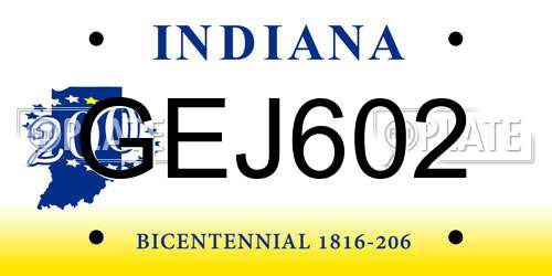 GEJ602 Indiana License Plate