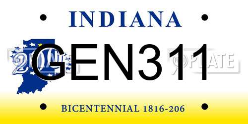 GEN311 Indiana License Plate